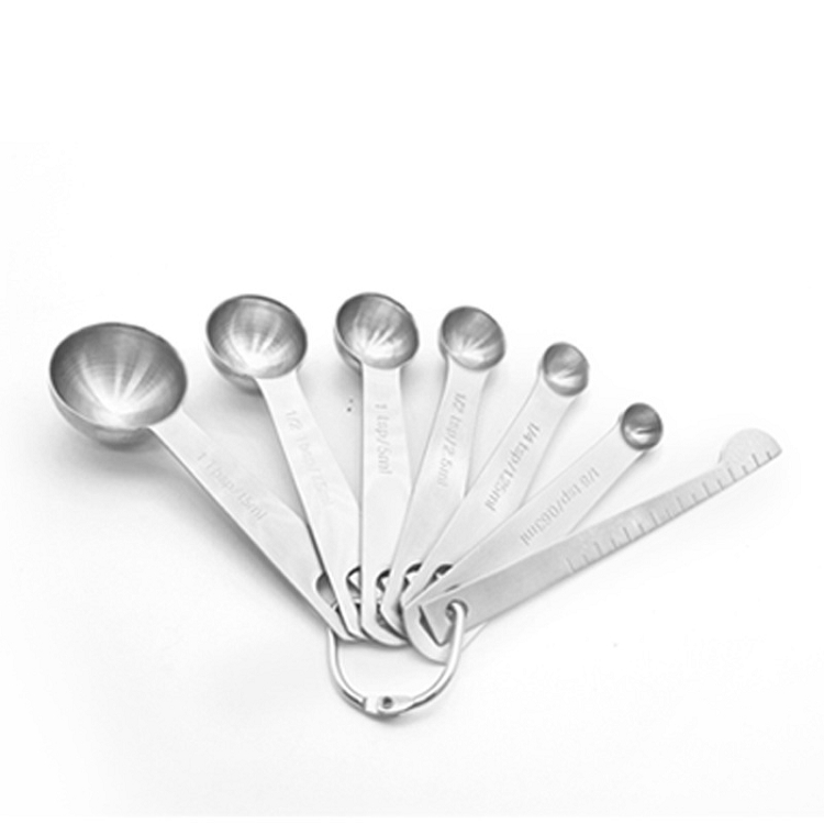 Cross-border amazon stainless steel circular spoon set with a caliper measuring spoon scale baking flavor spoon scoop
